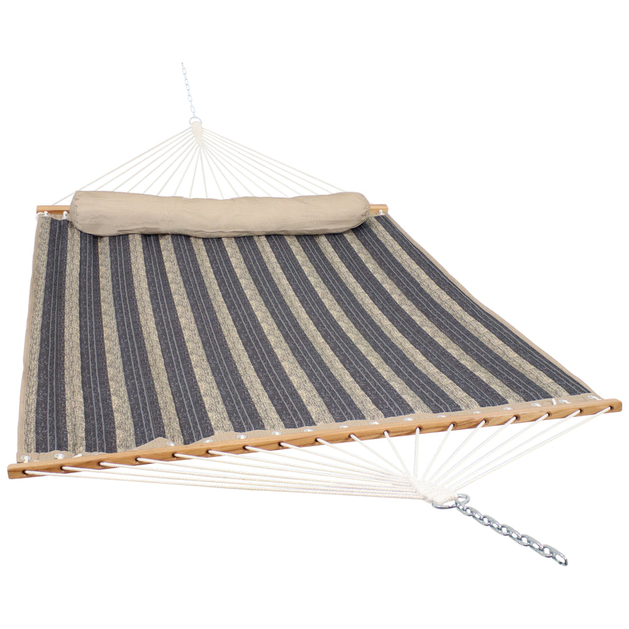Sunnydaze Large Quilted Hammock with Spreader Bar and Pillow - Mountainside Image 1