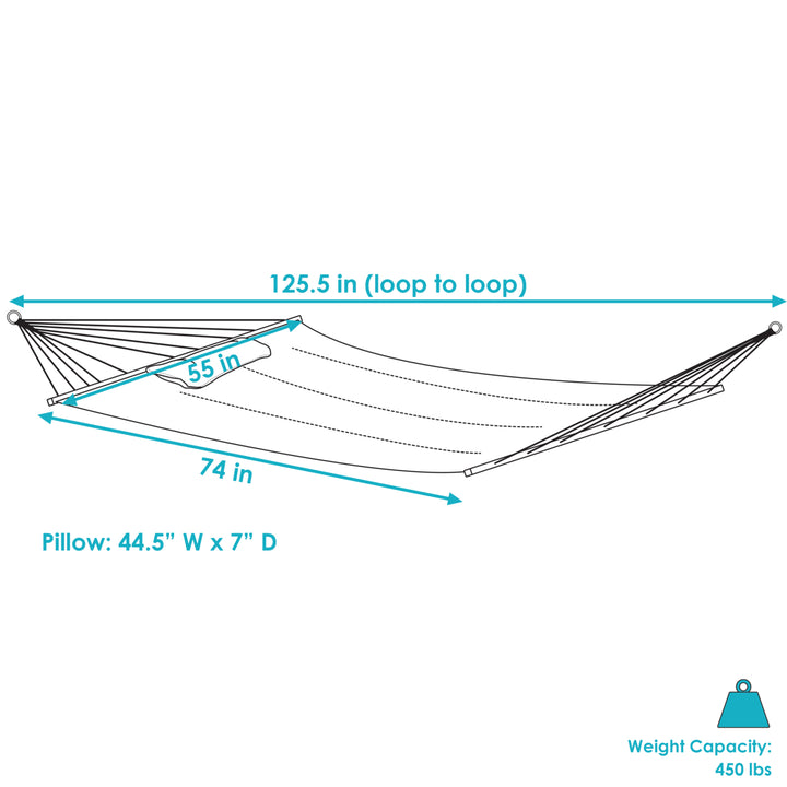 Sunnydaze Large Quilted Hammock with Spreader Bar and Pillow - Mountainside Image 3
