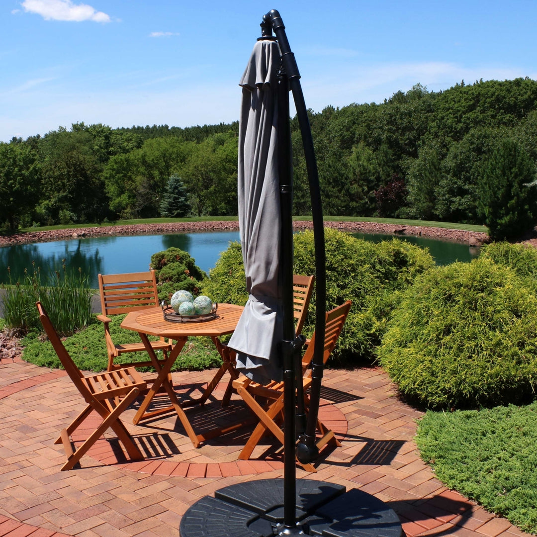 Sunnydaze 9.5 ft Cantilever Offset Patio Umbrella with Crank - Smoke Image 12