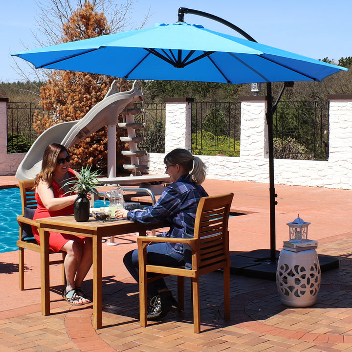 Sunnydaze 9.5 ft Cantilever Offset Patio Umbrella with Crank - Azure Image 5