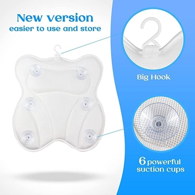 Hawbath Ultra-Soft Bath Pillow  Neck and Back Support with 6 Suction Cups Image 6