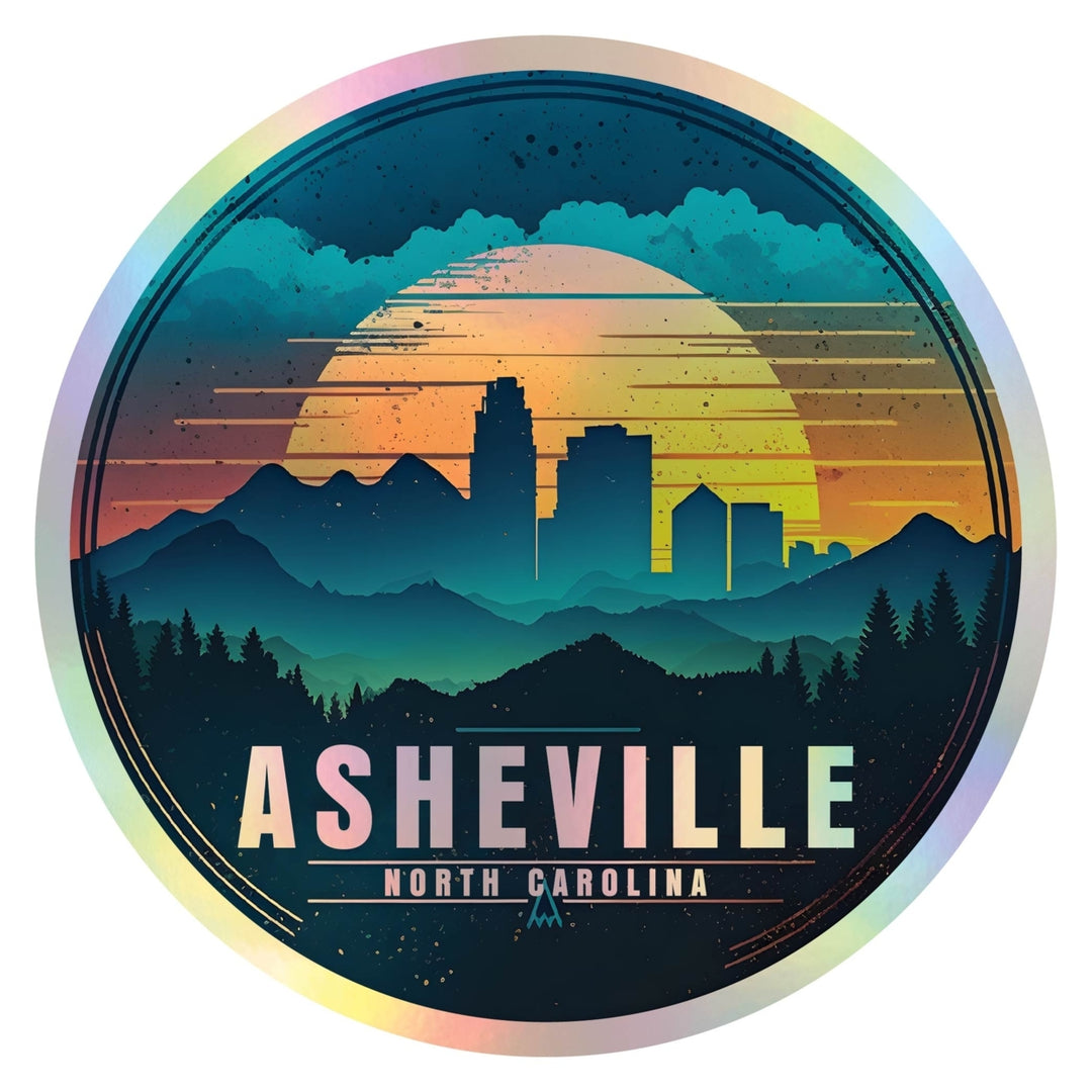 Asheville North Carolina Holographic Charm Durable Vinyl Decal Sticker B Image 1