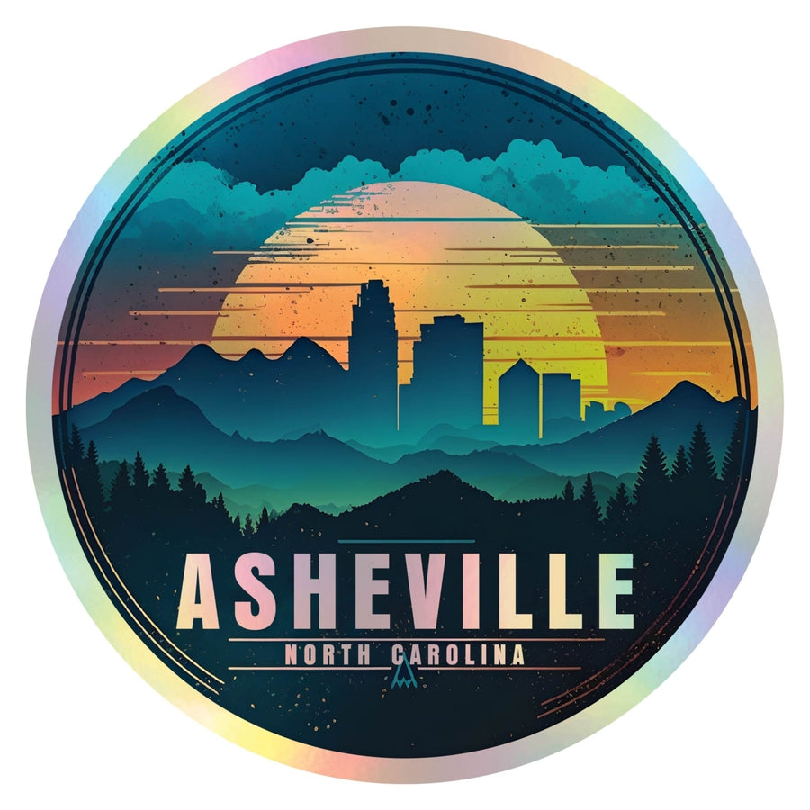 Asheville North Carolina Holographic Charm Durable Vinyl Decal Sticker B Image 1