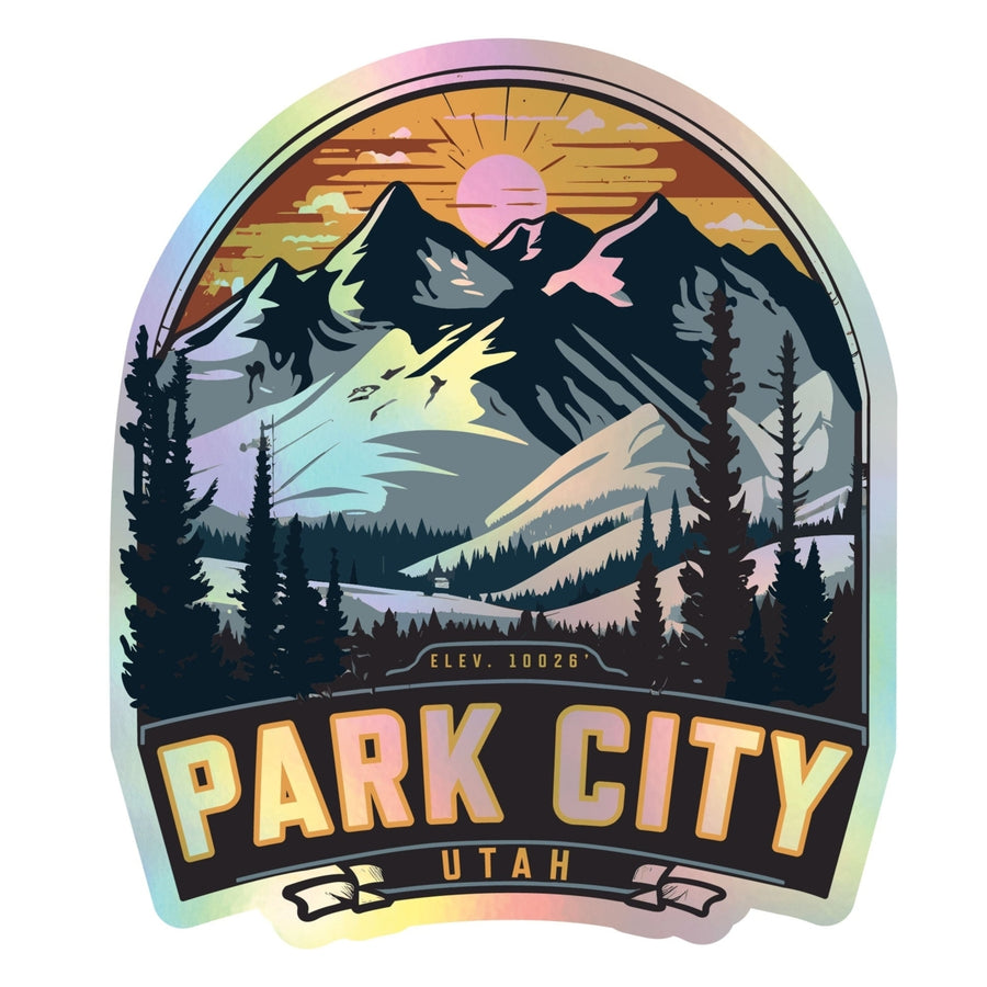 Park City Utah Holographic Charm Durable Vinyl Decal Sticker B Image 1