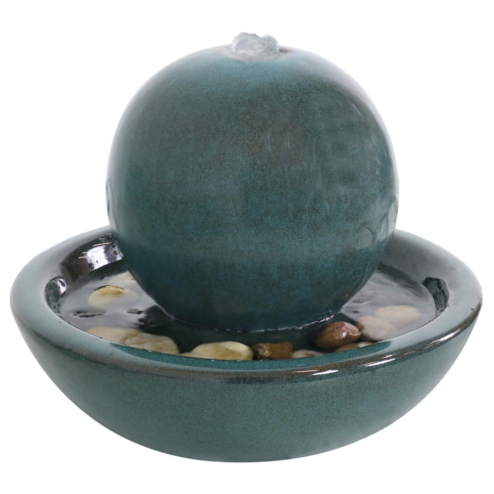 Sunnydaze Ceramic Indoor Water Fountain with Orb - 7 in Image 1