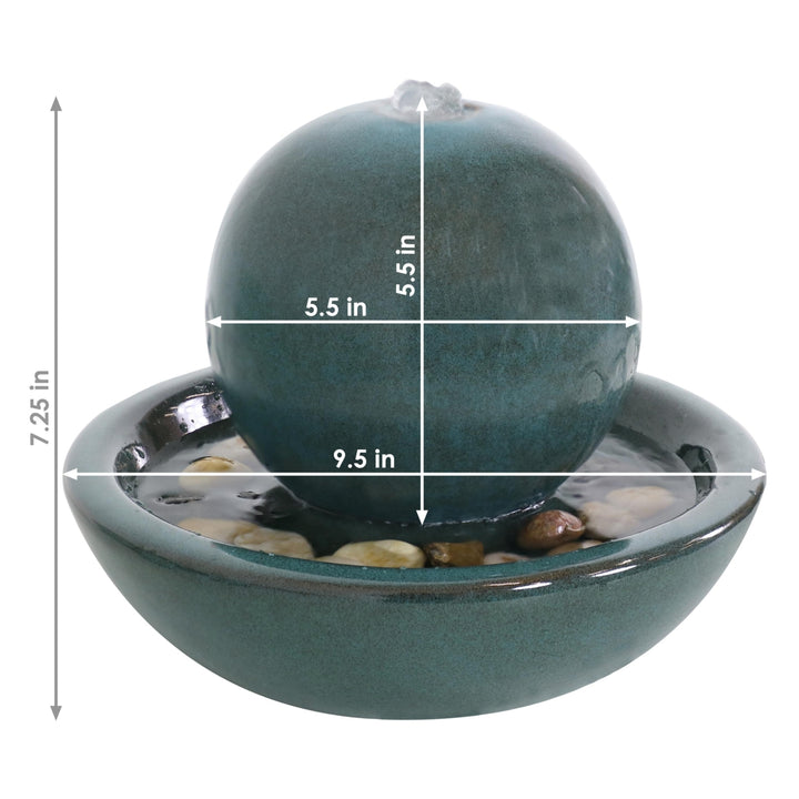 Sunnydaze Ceramic Indoor Water Fountain with Orb - 7 in Image 3