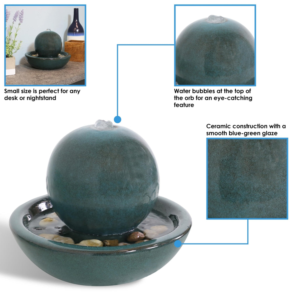 Sunnydaze Ceramic Indoor Water Fountain with Orb - 7 in Image 2