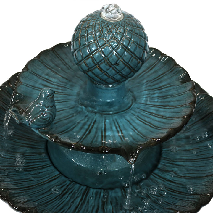 Sunnydaze Resting Birds Ceramic Outdoor 2-Tier Water Fountain Image 8