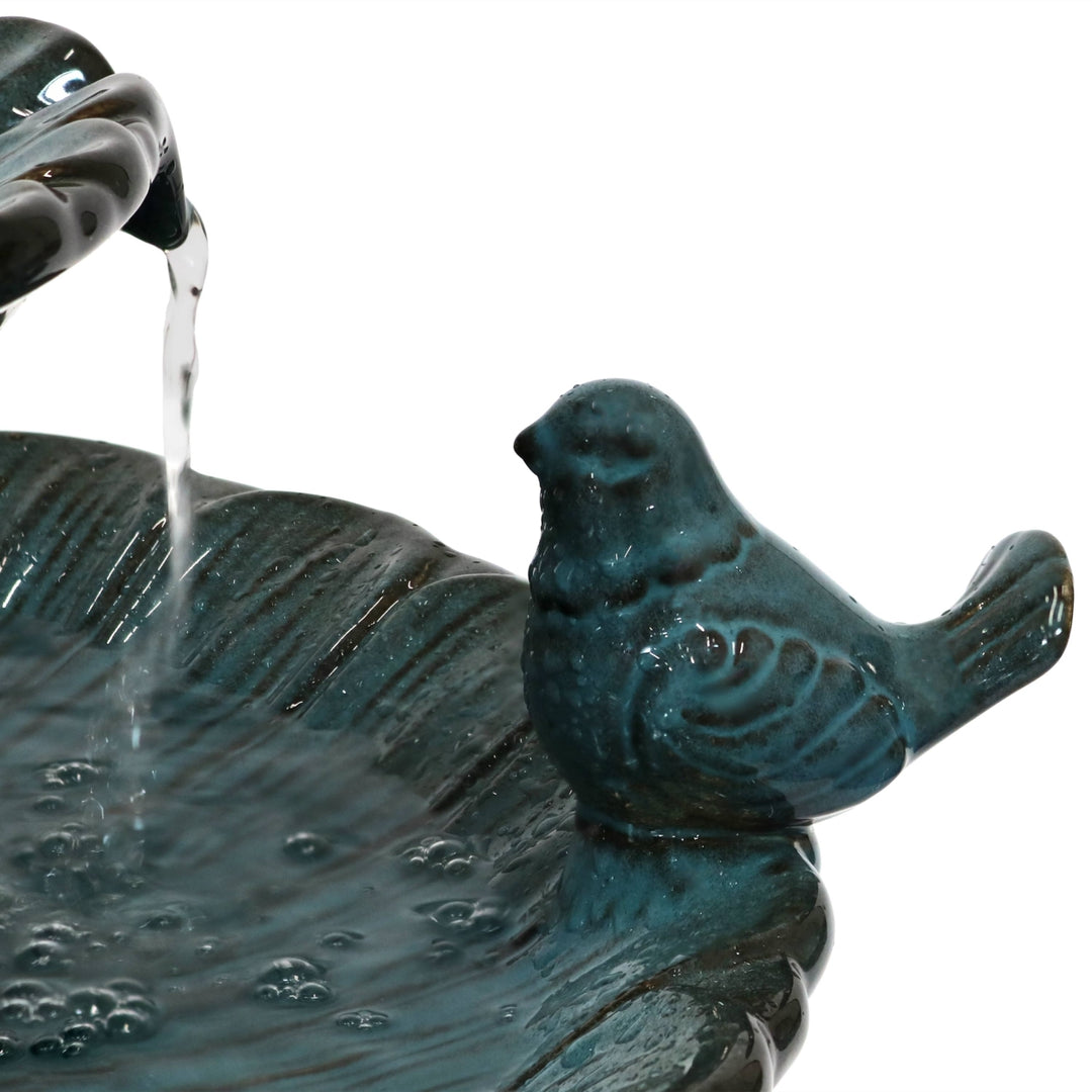 Sunnydaze Resting Birds Ceramic Outdoor 2-Tier Water Fountain Image 9