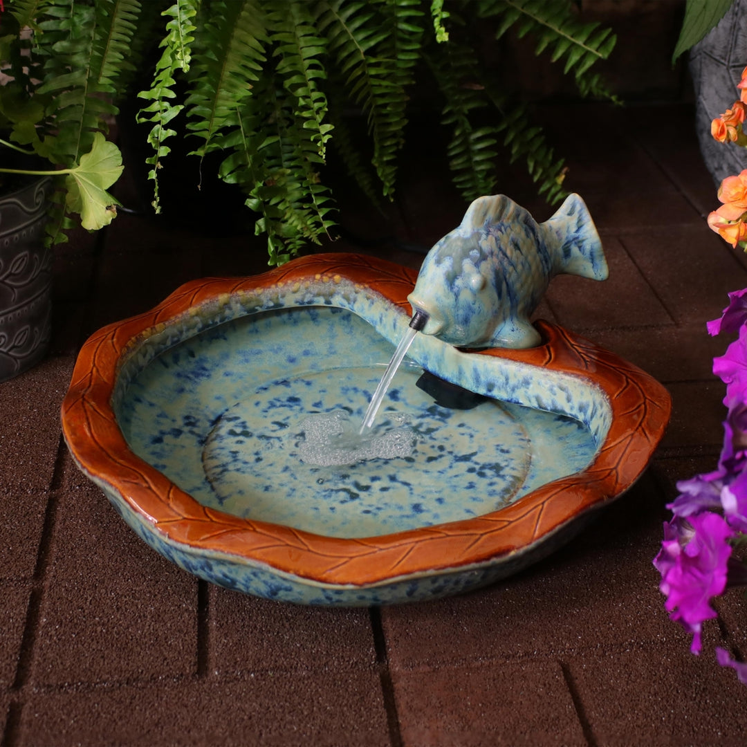 Sunnydaze Fish Glazed Ceramic Outdoor Water Fountain Image 4