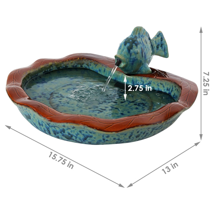 Sunnydaze Fish Glazed Ceramic Outdoor Water Fountain Image 3