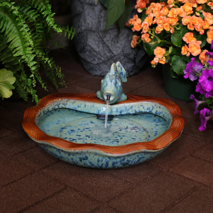 Sunnydaze Fish Glazed Ceramic Outdoor Water Fountain Image 5