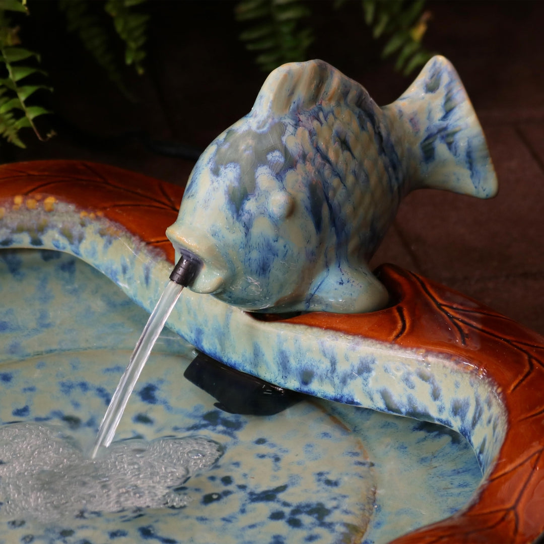 Sunnydaze Fish Glazed Ceramic Outdoor Water Fountain Image 6