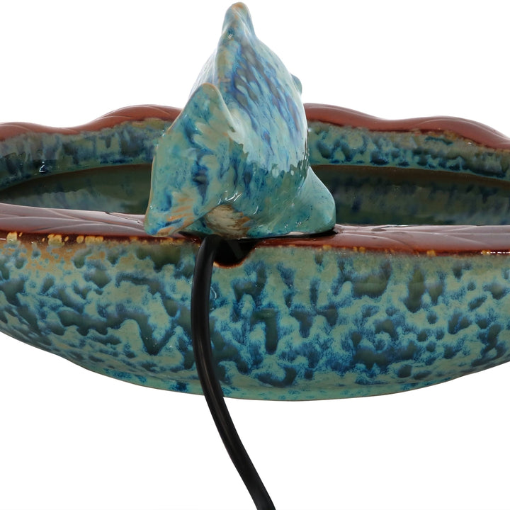 Sunnydaze Fish Glazed Ceramic Outdoor Water Fountain Image 8