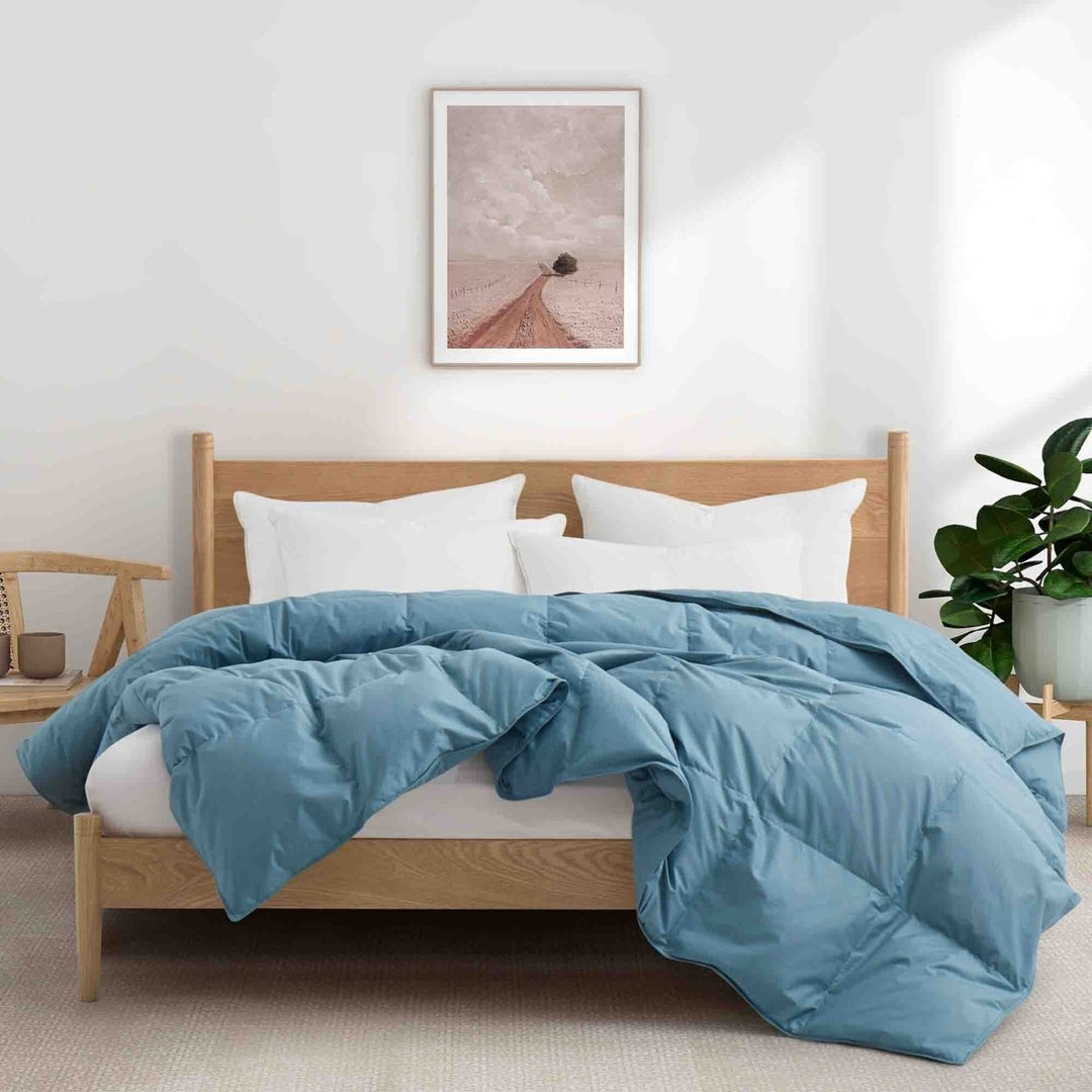All Season Organic Cotton Comforter Filled with Down and Feather Fiber Image 12