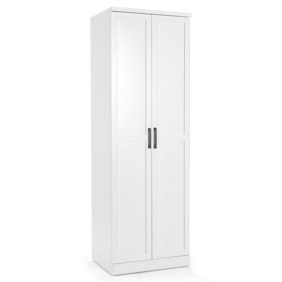 70 Storage Cabinet Freestanding Pantry Cabinet w/2 Doors and 5 Shelves White Image 1