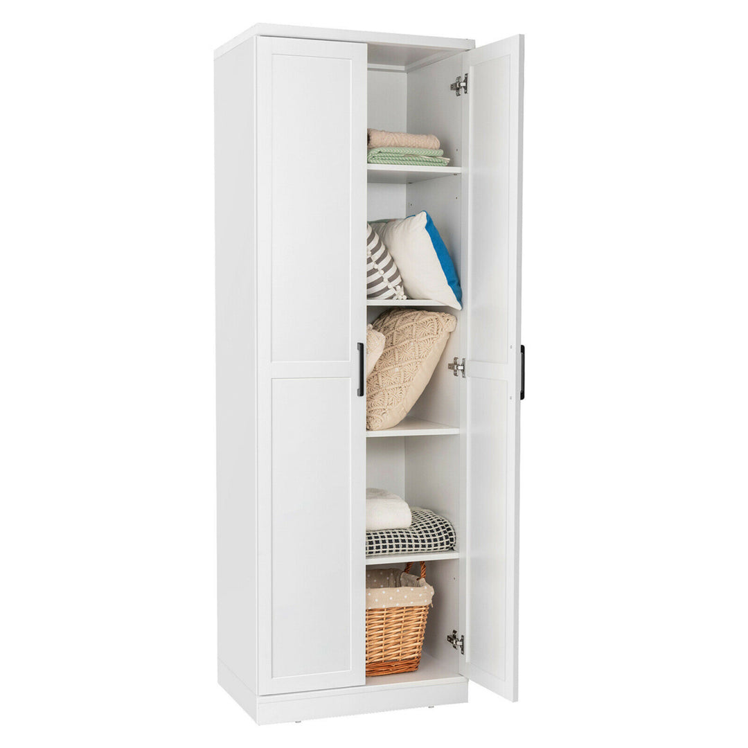 70 Storage Cabinet Freestanding Pantry Cabinet w/2 Doors and 5 Shelves White Image 10