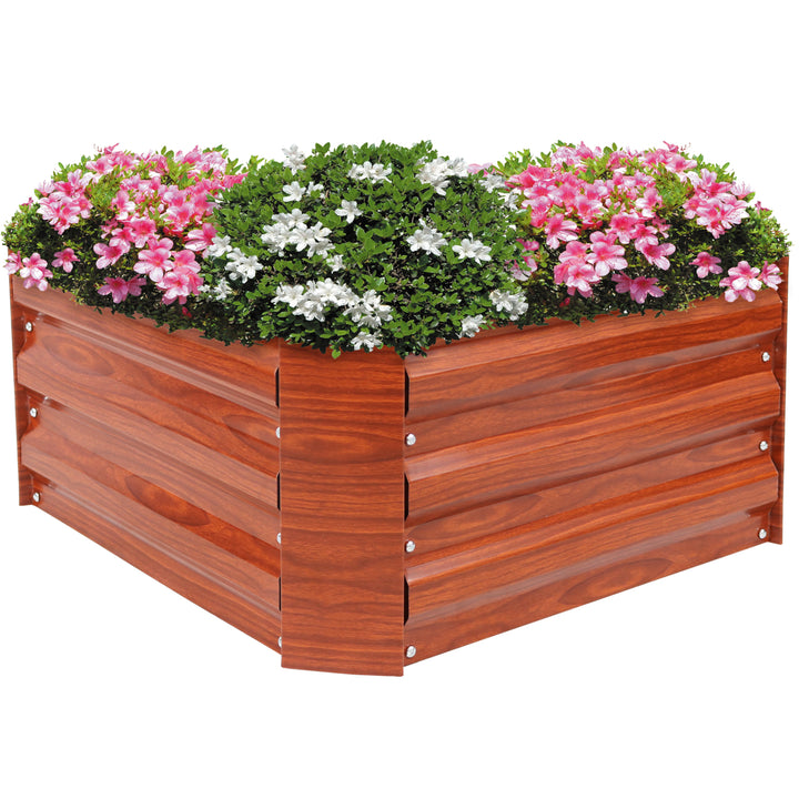 Sunnydaze Galvanized Steel Square Raised Garden Bed - 24 in - Woodgrain Image 5