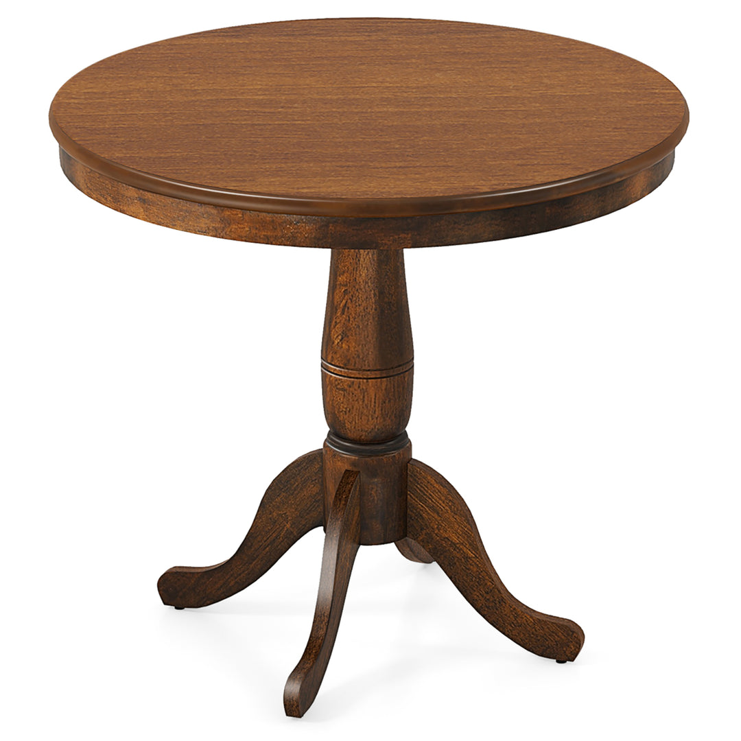 32" Round Pedestal Dining Table Kitchen Dining Room Walnut Image 1