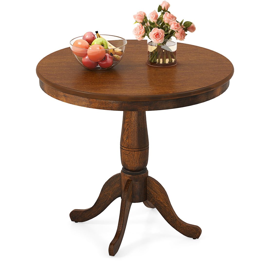 32" Round Pedestal Dining Table Kitchen Dining Room Walnut Image 8