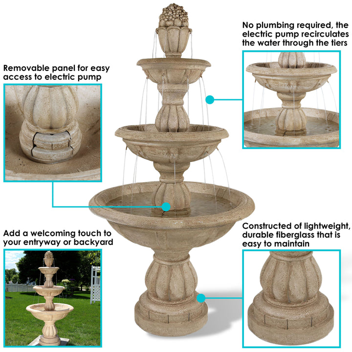 Sunnydaze Cornucopia Polyresin Outdoor 3-Tier Water Fountain Image 4