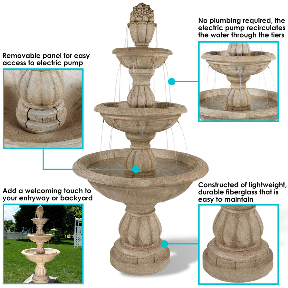 Sunnydaze Cornucopia Polyresin Outdoor 3-Tier Water Fountain Image 2