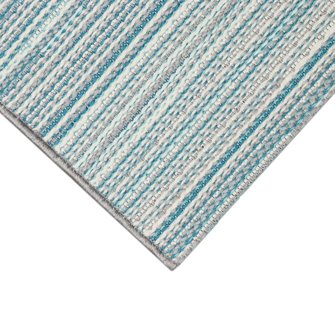 Liora Manne Miranda Tweed Stripe Indoor Outdoor Area Rug Aqua Image 9