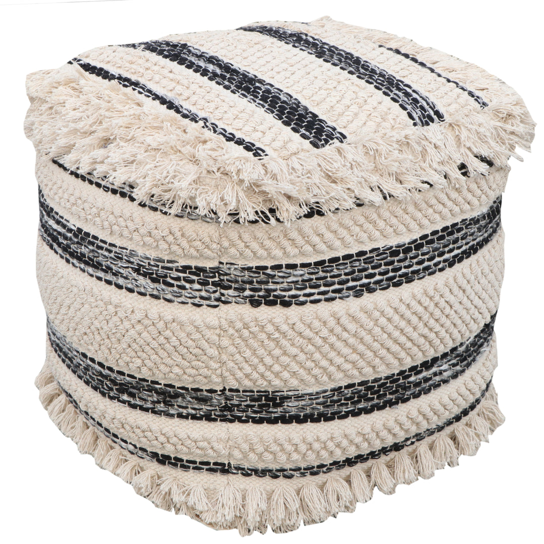 Chic Home Amaya Ottoman Cotton Wool Upholstered Striped Design Image 4