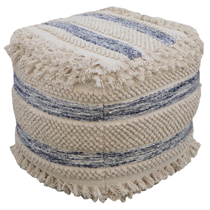 Chic Home Amaya Ottoman Cotton Wool Upholstered Striped Design Image 5