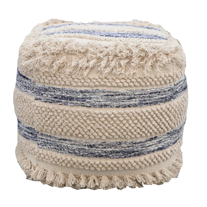 Chic Home Amaya Ottoman Cotton Wool Upholstered Striped Design Image 9