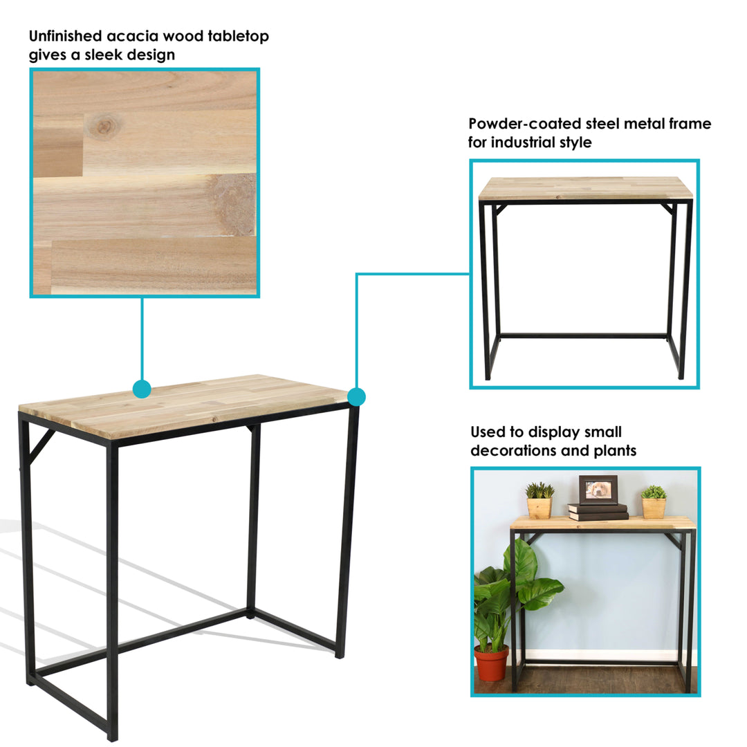 Sunnydaze Indoor Acacia Wood End Table - Unfinished - 31.5 in Image 4