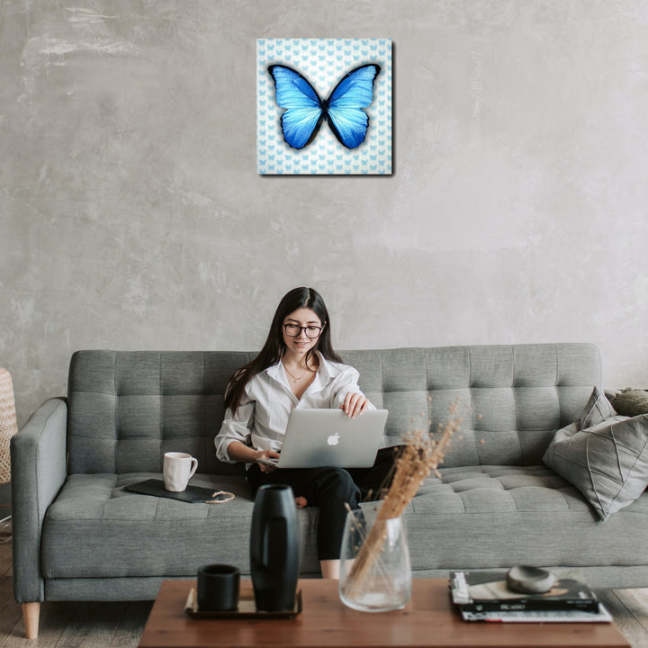 Multi-Dimensional 5D Blue Butterfly Wall Art Print on Strong Polycarbonate Panel w Vibrant Colors - Lenticular Artwork Image 5