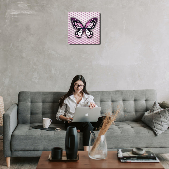 5D Multi-Dimensional Custom Made Purple Butterfly Wall Art Print on Strong Polycarbonate Panel - Lenticular Artwork by Image 5