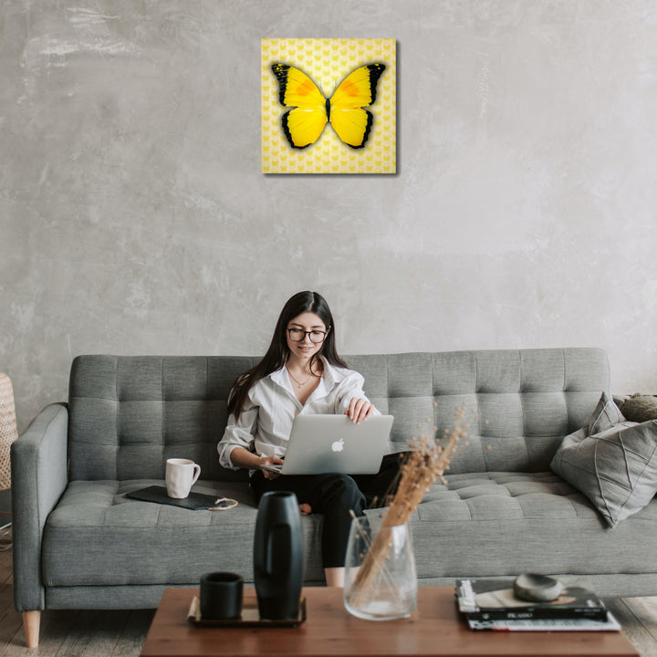 5D Multi-Dimensional Yellow Butterfly Wall Art Print on Strong Polycarbonate Panel - Immersive, Lenticular Artwork by Image 5