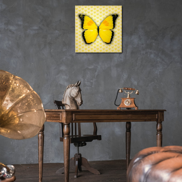 5D Multi-Dimensional Yellow Butterfly Wall Art Print on Strong Polycarbonate Panel - Immersive, Lenticular Artwork by Image 6