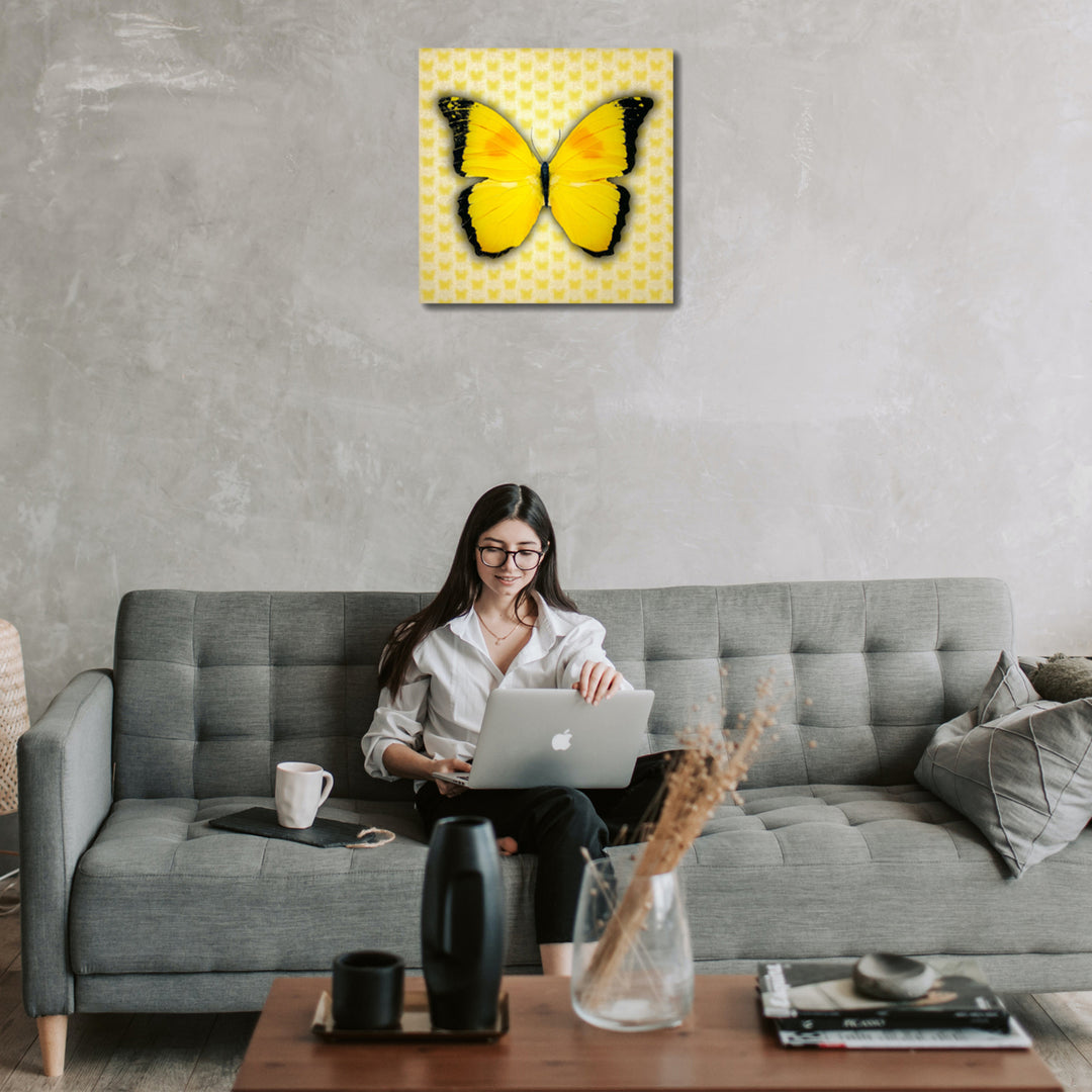 Matashi Multi-Dimensional Custom Made 5D Yellow Butterfly Wall Art Print on Strong Polycarbonate Panel with Vibrant Image 5