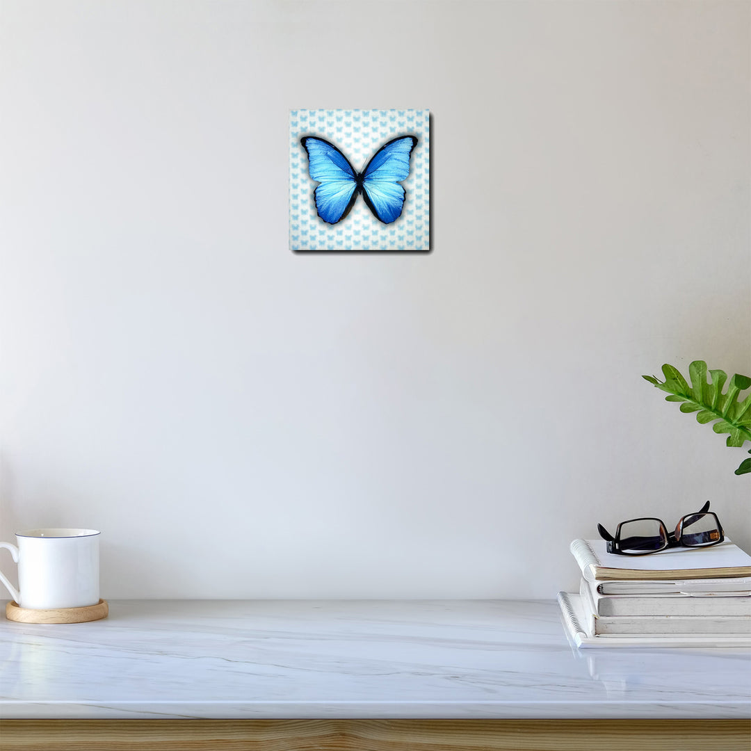 5D Multi-Dimensional Blue Butterfly Wall Art Print on Strong Polycarbonate Panel with Vibrant Colors by Matashi (6x6 Image 3