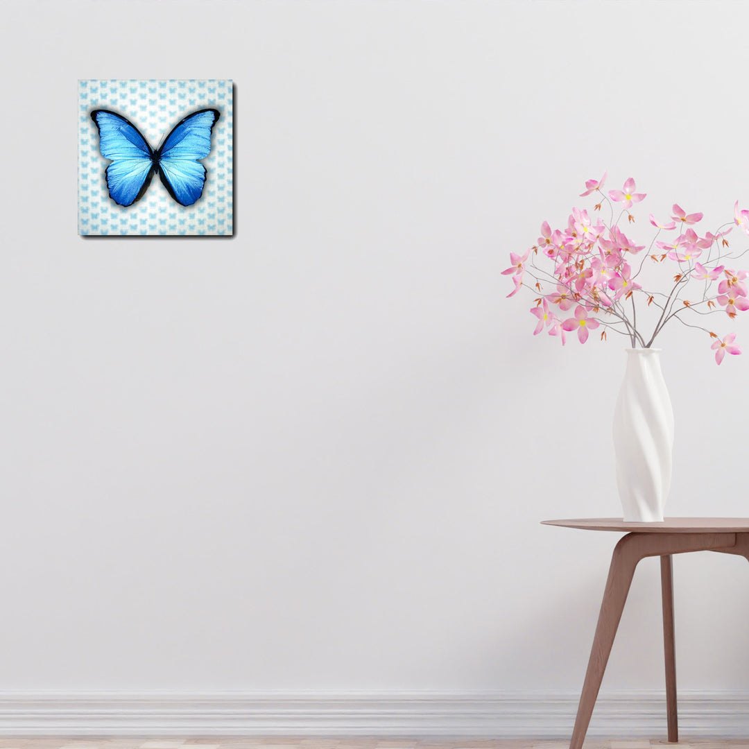 5D Multi-Dimensional Blue Butterfly Wall Art Print on Strong Polycarbonate Panel with Vibrant Colors by Matashi (6x6 Image 4