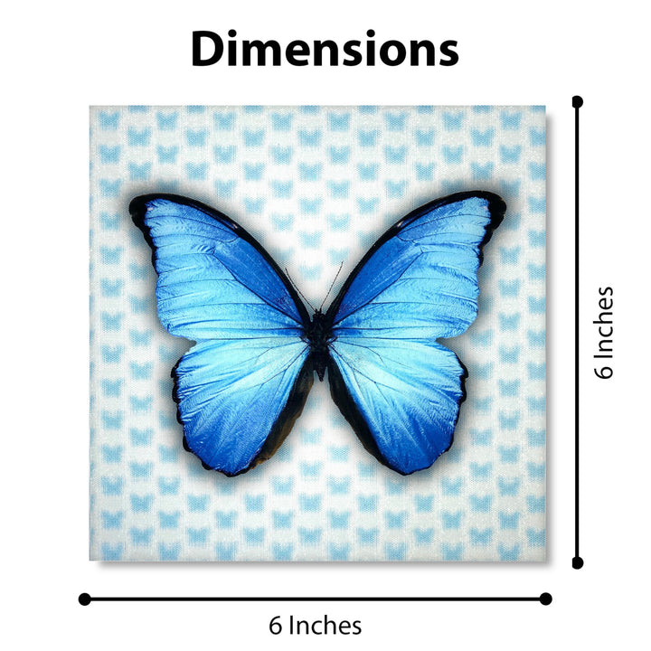 5D Multi-Dimensional Blue Butterfly Wall Art Print on Strong Polycarbonate Panel with Vibrant Colors by Matashi (6x6 Image 8