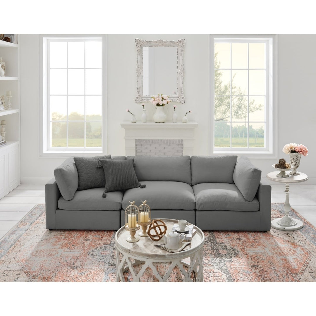 Yasmin Upholstered 3 Seat Linen Sofa Image 3