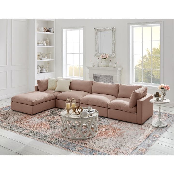 Yasmin Linen Sofa Chaise Upholstered 4 Seat and Ottoman Image 5