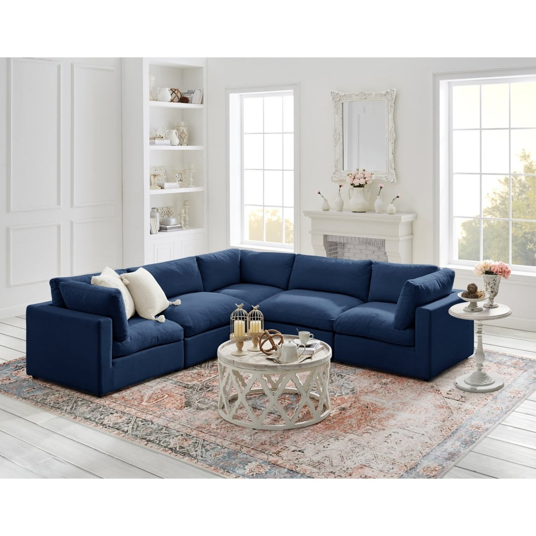 Yasmin Modular L-Sectional Upholstered Corner Sofa Linen Fabric Comfort Design Image 4