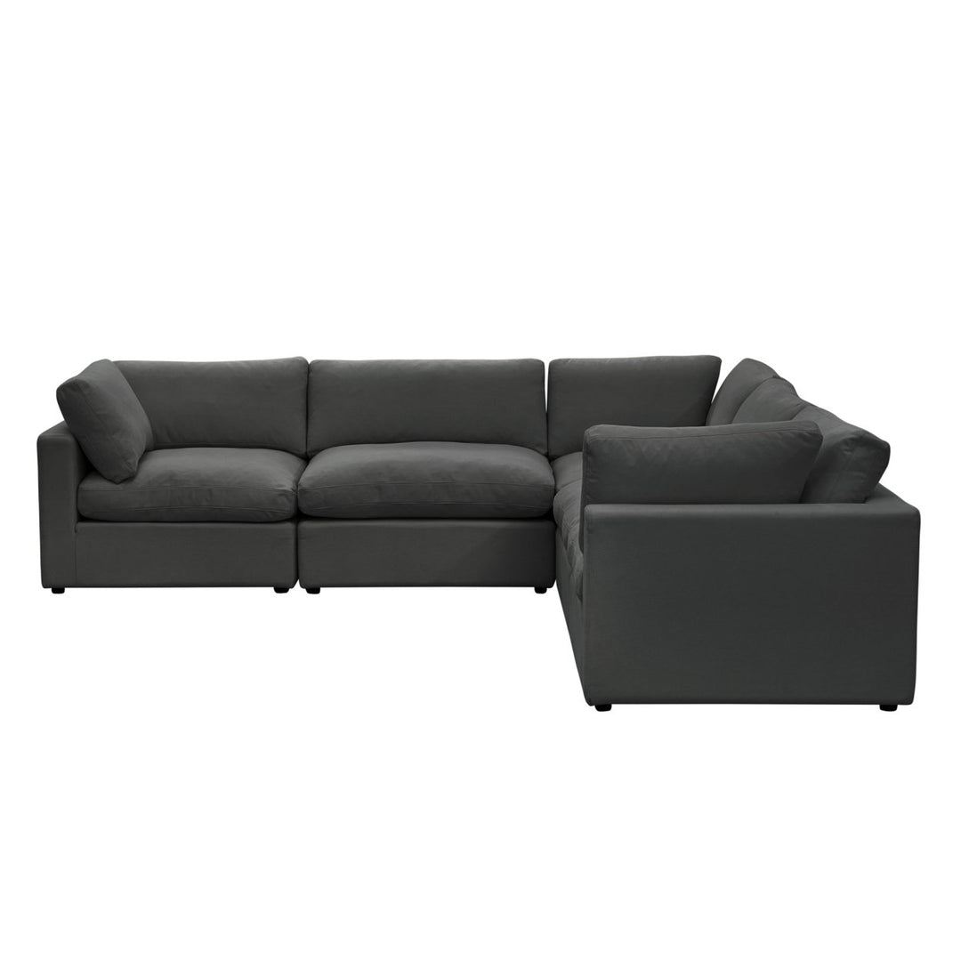 Yasmin Modular L-Sectional Upholstered Corner Sofa Linen Fabric Comfort Design Image 8