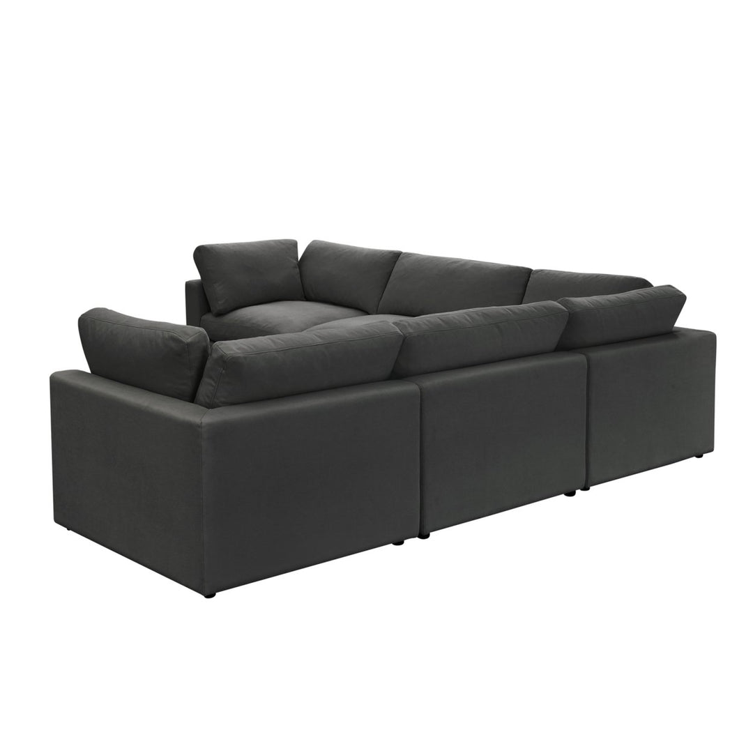 Yasmin Modular L-Sectional Upholstered Corner Sofa Linen Fabric Comfort Design Image 9