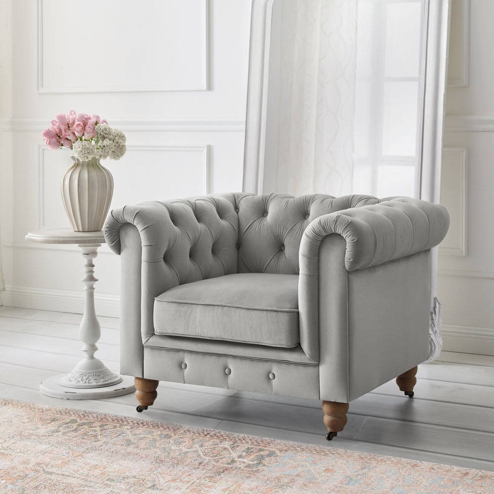 Kaleigh Club Chair-Button Tufted-Rolled Arm, Sinuous Springs Image 2