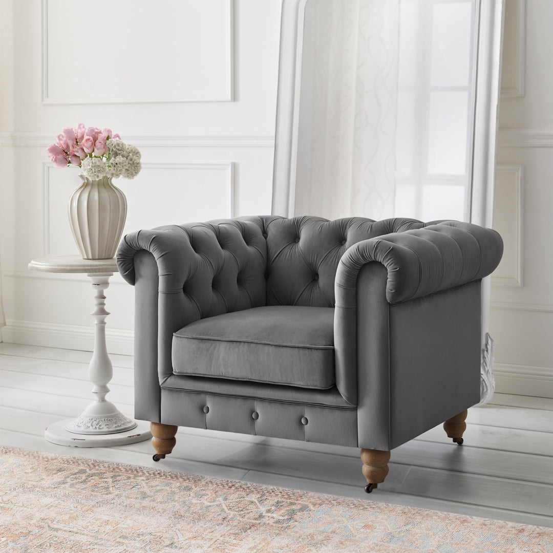 Kaleigh Club Chair-Button Tufted-Rolled Arm, Sinuous Springs Image 3