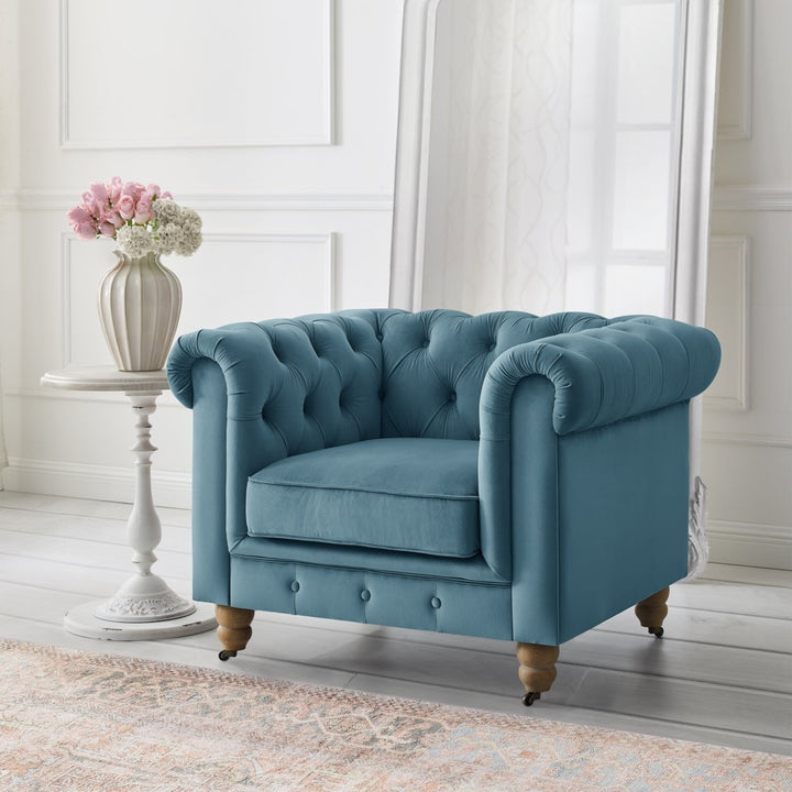 Kaleigh Club Chair-Button Tufted-Rolled Arm, Sinuous Springs Image 5