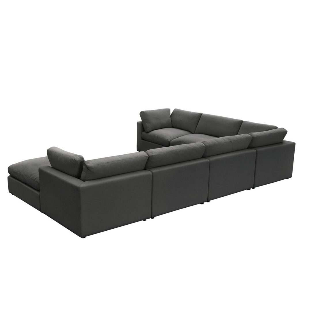 Yasmin Modular U-Sofa Chaise Sectional Linen Sofa and Ottoman Living Room Furniture Image 10