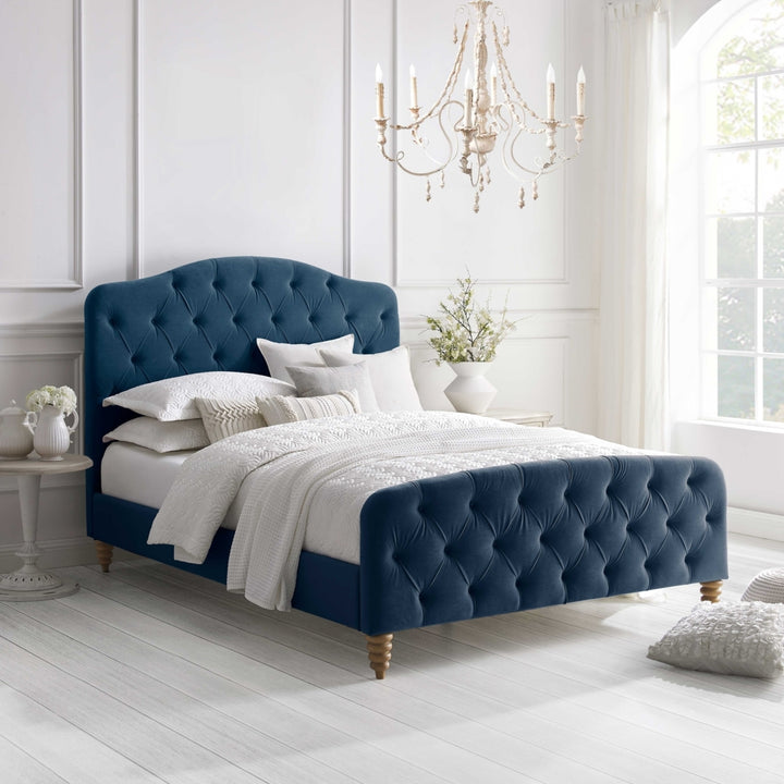 Adilene Velvet Bed Diamond Tufted Headboard Footboard King Queen Twin Sizes Image 4