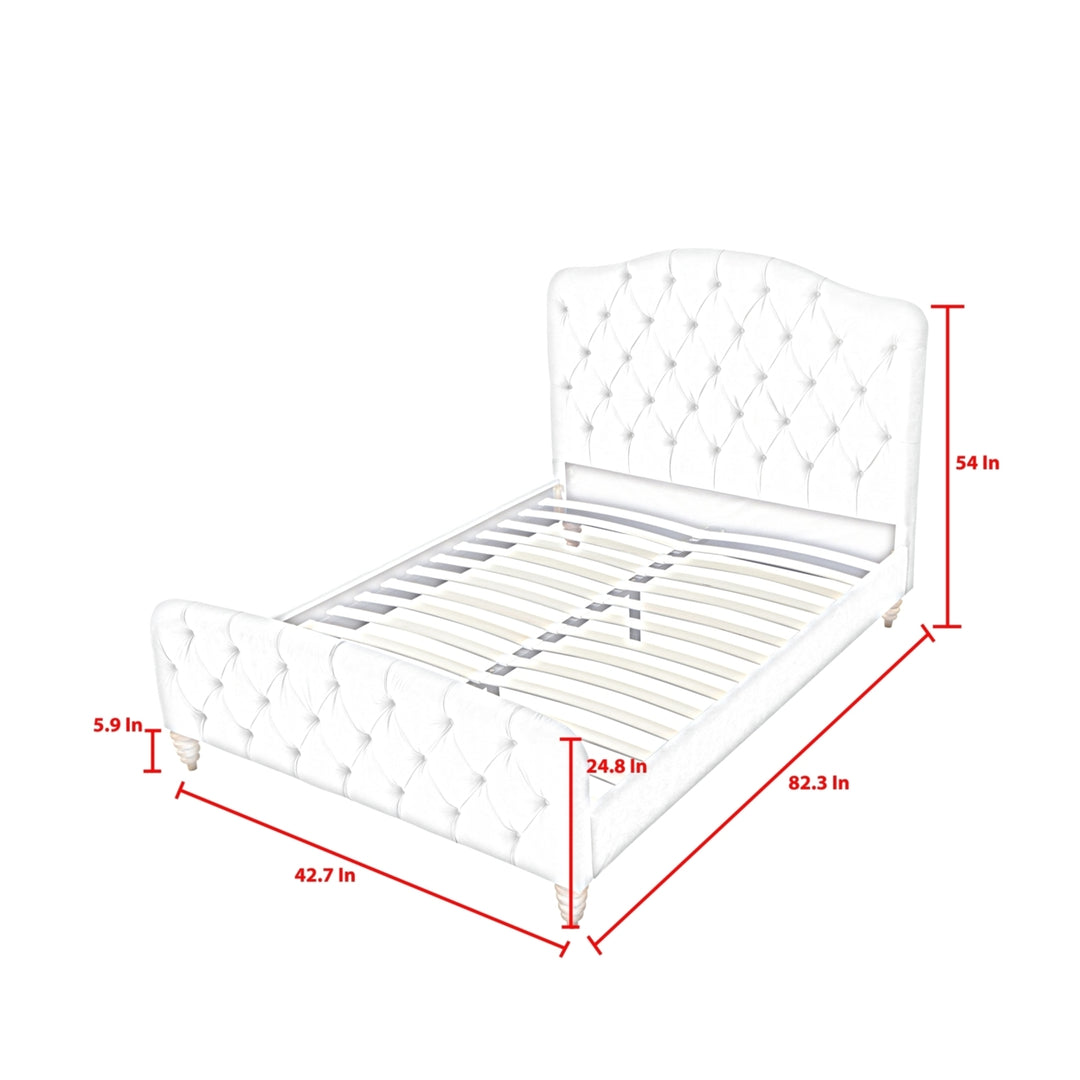 Adilene Bed-Diamond Tufted Headboard and Footboard-Upholstered-Slats Included Image 12